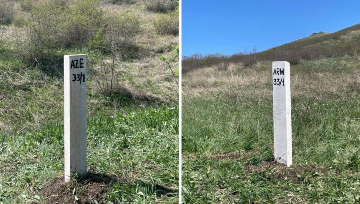 Azerbaycan ile Ermenistan sınırında ilk: Sınır taşı yerleştirildi