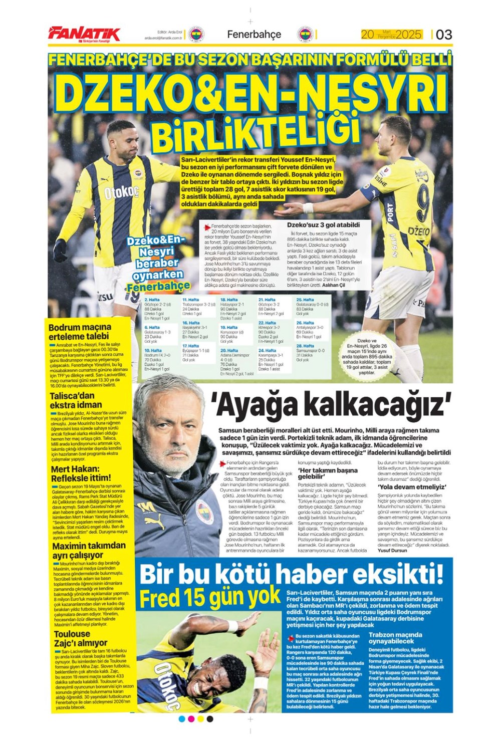 "Milliler avantaj peşinde" (20 Mart 2025 spor manşetleri) - 5