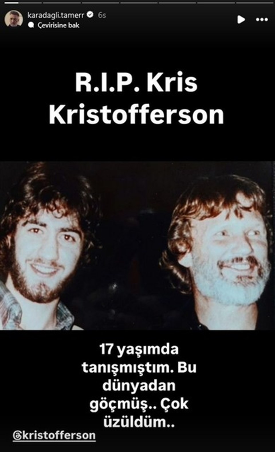 Tamer Karadağlı'dan Kris Kristofferson paylaşımı - 1