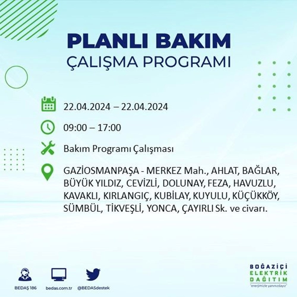 تركيا اليوم انقطاع للتيار الكهربائي في 18 منطقة في إسطنبول اعتبارًا من بداية الأسبوع انقطاع التيار الكهربائي عن 18 منطقة بإسطنبول: متى تعود الكهرباء؟ (جدول قطع BEDAŞ بتاريخ 22 أبريل) - 48