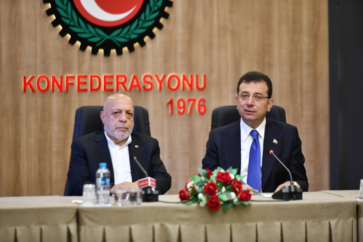 HAK-İŞ Genel Başkanı Mahmut Arslan ve İBB Başkanı Ekrem İmamoğlu HAK-İŞ Genel Başkanı Mahmut Arslan ve İBB Başkanı Ekrem İmamoğlu