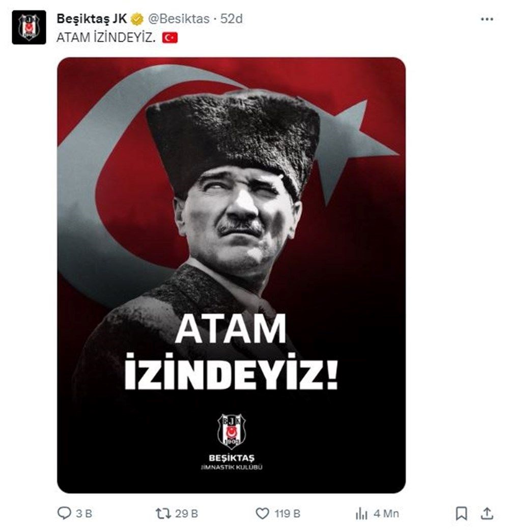 Süper Kupa'da kriz sonrası kulüplerden Atatürk paylaşımları - 1