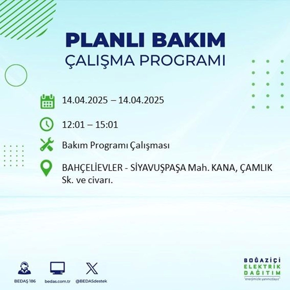 İstanbul'un 23 ilçesinde elektrik kesintisi: Elektrikler ne vakit gelecek? 9 saat sürecek (14 Nisan BEDAŞ kesinti programı) 89 t eLQIjz5EqWT a Qk9A8g