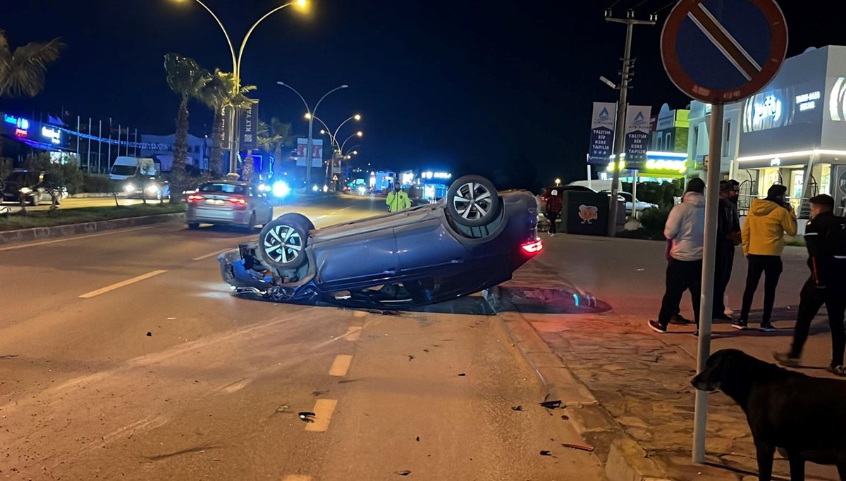 Bodrum’da otomobille çarpışan cip, takla attı: 3 yaralı