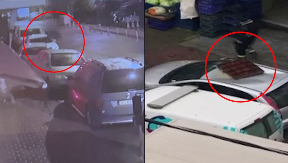 Elektrik hattı patladı: Rögar kapağı otomobilin üstüne uçtu