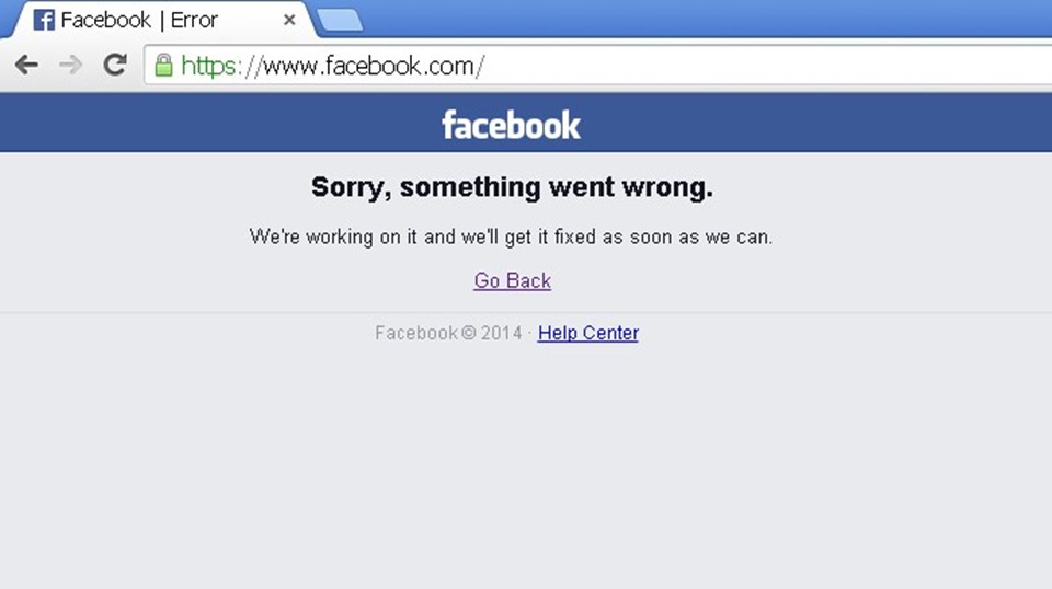 Facebook'a bağlanmak isteyen kullanıcılar yaklaşık 1 saat boyunca bu mesajla karşılaştı.