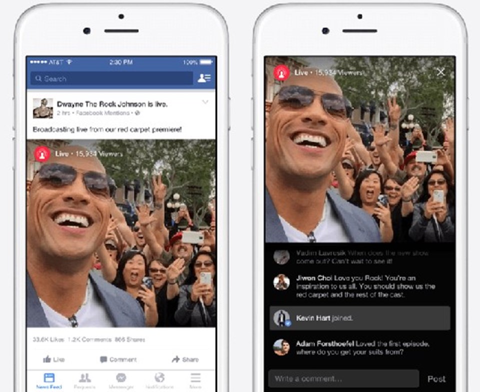 Yeni özellik sayesinde ilk etapta sadece Facebook'un belirlediği ünlü isimler canlı yayın yapabilecek, Facebook kullanıcıları da bu yayınlara yorumları ile dahil olabilecek.