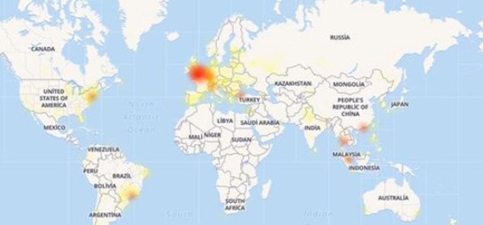 Down Detector verilerine göre, söz konusu sorundan en çok Avrupa etkilendi.
