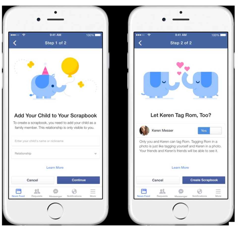 Anne ve babaların ortak bir şekilde yönetebileceği sayfa, sadece Facebook'ta evli olarak görülen kişiler tarafından kullanılabilecek.