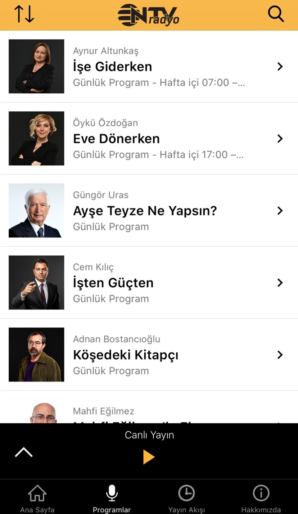 Tüm programları dilediğiniz zaman dinleyin.