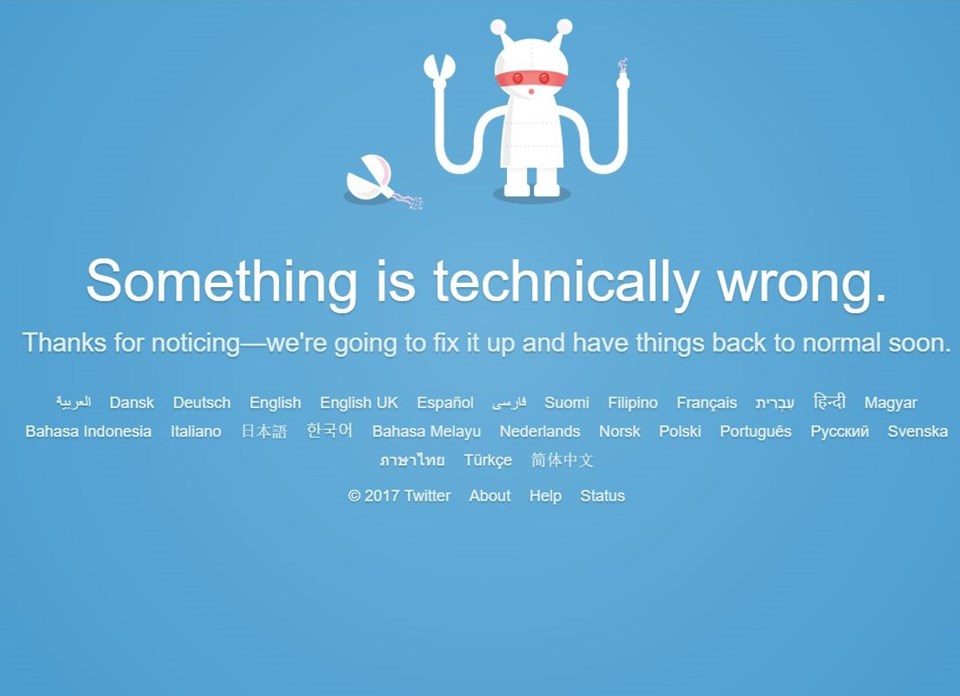 TSİ 14.40 sıralarında Twitter'ın mobil ve web platformuna giren kullanıcılar, "Teknik bir hata var. Fark ettiğin için teşekkürler, bunu yakında düzelteceğiz ve her şeyi eski haline getireceğiz." uyarısıyla karşılaştı.