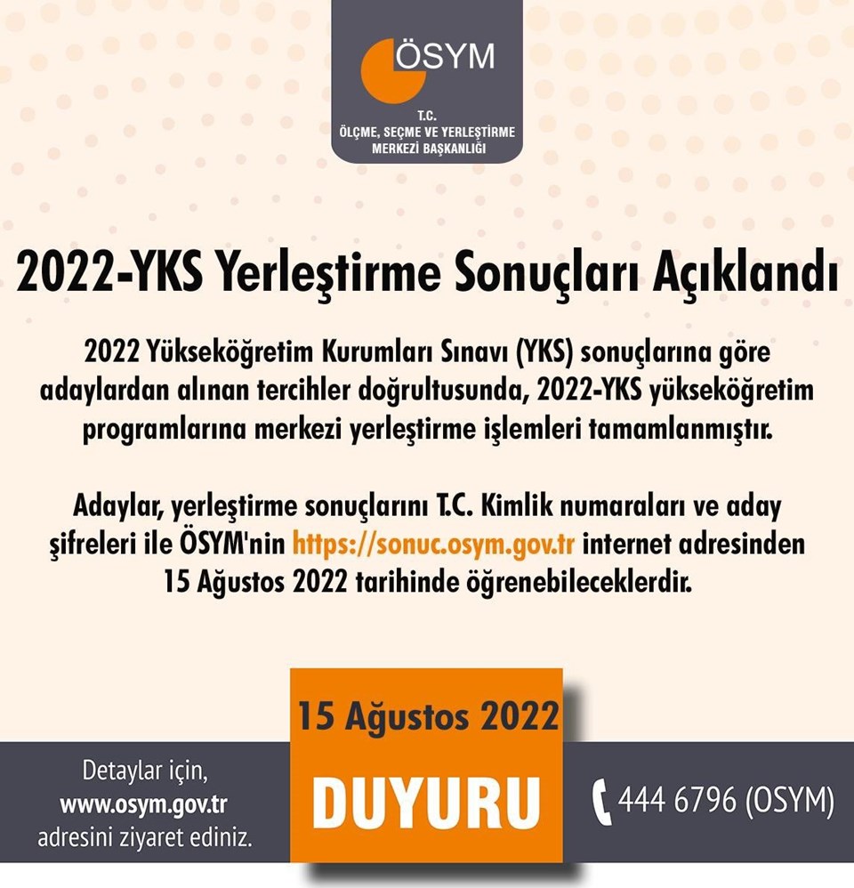 SON DAKİKA HABERİ: 2022-YKS yerleştirme sonuçları açıklandı - 1