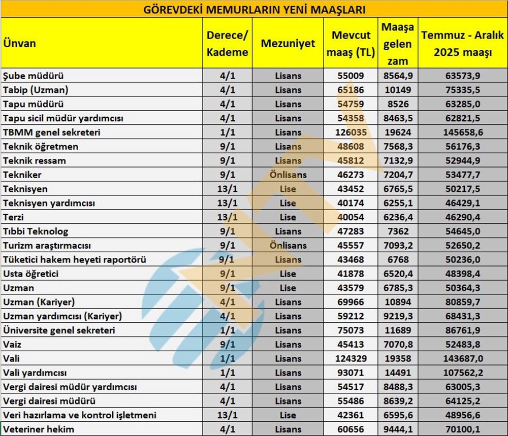 Öğretmen, polis, hemşire, gassal, bekçi... Tüm memur ünvanlarının yeni maaşlarını hesapladık - 9