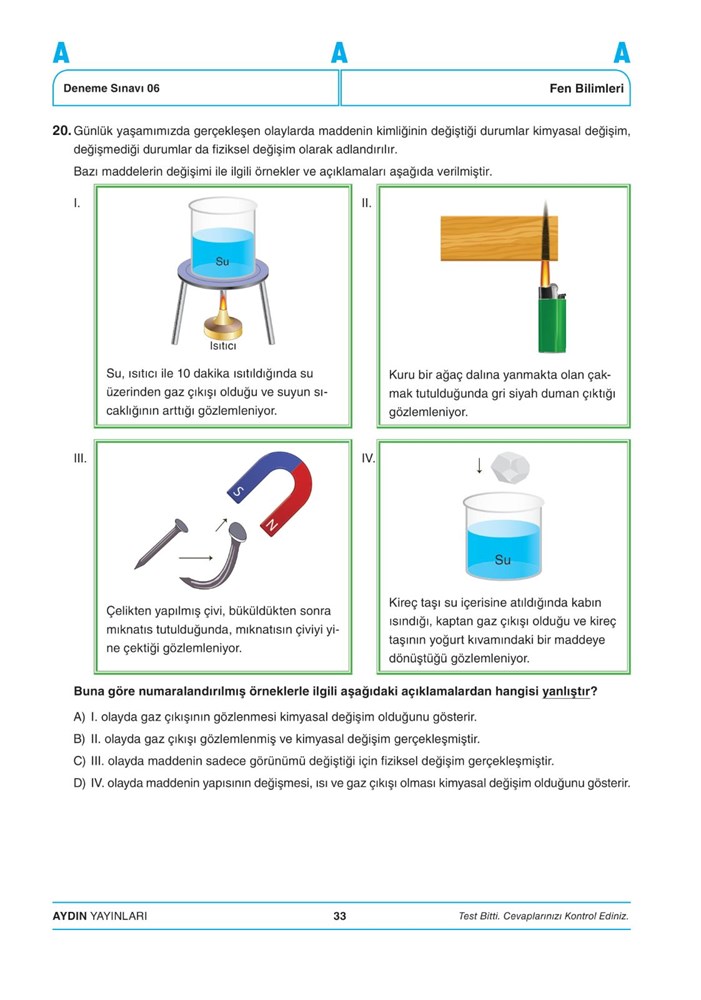 Aydin Yayinlari 8 Sinif Sayisal Bolum Deneme Sinavi Ntv