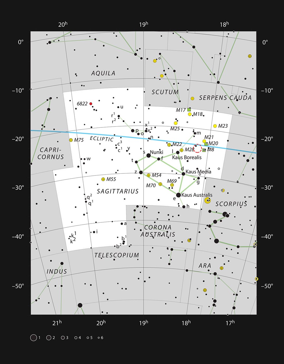 Yay takım yıldızında NGC 6559 bölgesi (Büyütmek için tıklayın).