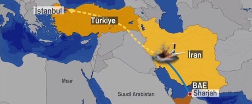 Jetin, Birleşik Arap Emirlikleri'nin Sharjah kentinden kalktığı belirtiliyor.

