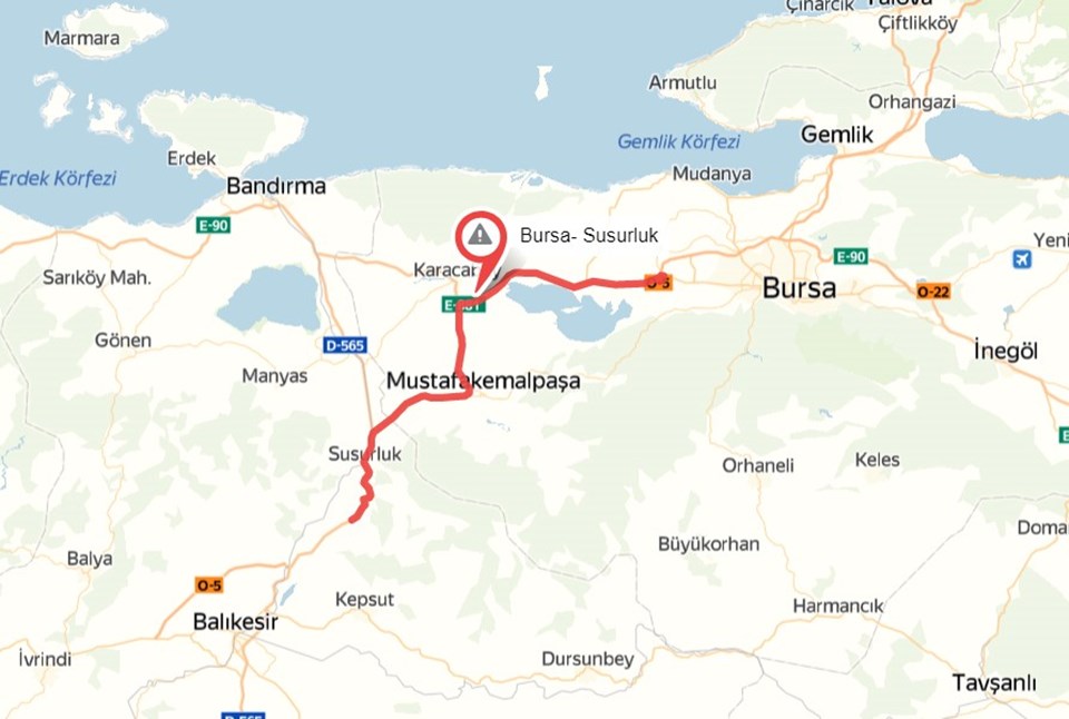 İzmir yolunda en yoğun nokta Bursa-Susurluk arası.