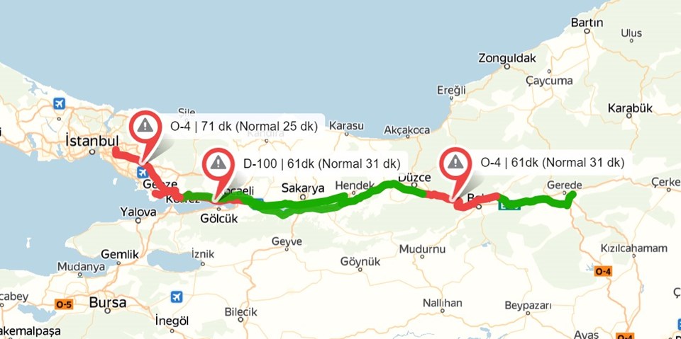 Cuma sabahı-cuma akşamı arası yoğunluk.