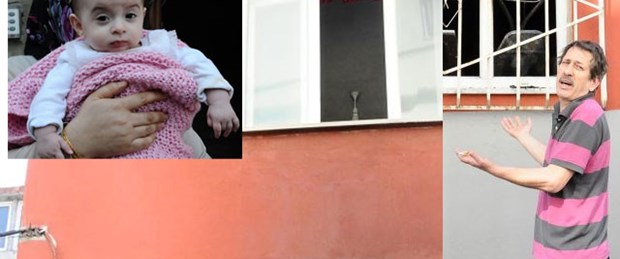 Bebeğini alevlerden aşağıya atarak kurtardı