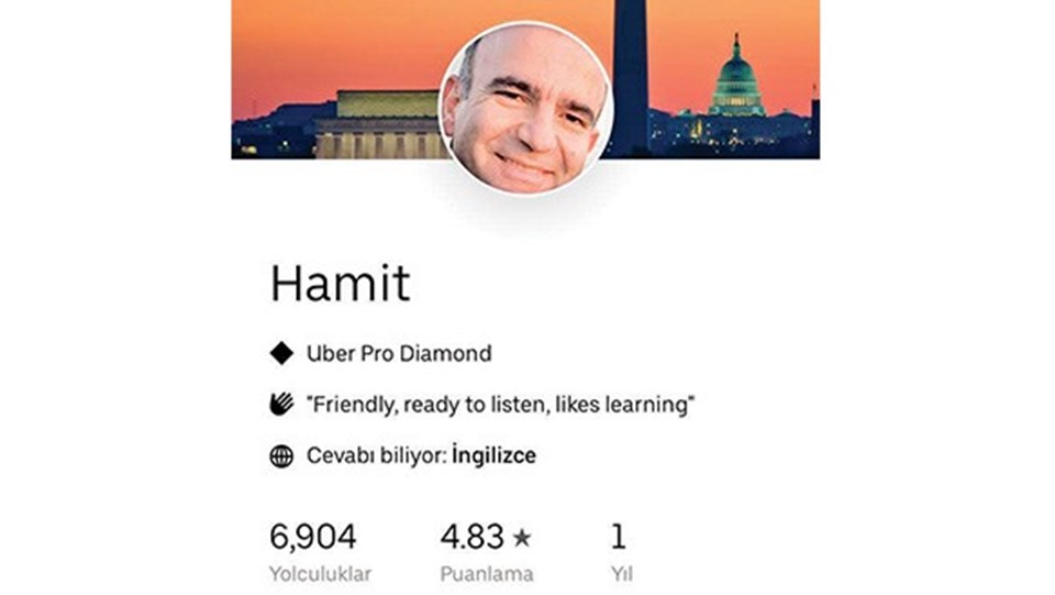 Abdülhamit Bilici'nin Uber profili