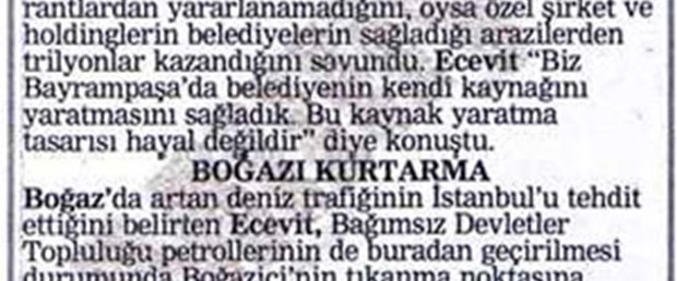 Ecevit projeyi 17 yıl önce açıklamış
