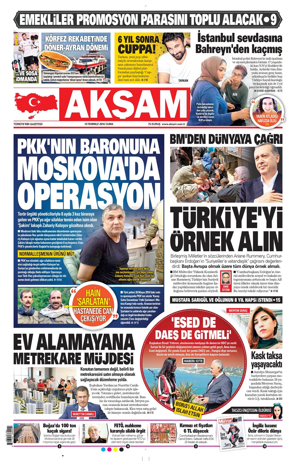 Günün gazete manşetleri 15 Temmuz 2016 1 NTV