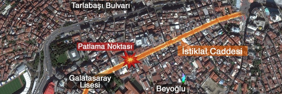 İstiklal Caddesi’nde bir alışverişveriş merkezinin önünde saat 10.55’te şiddetli patlama yaşandı.