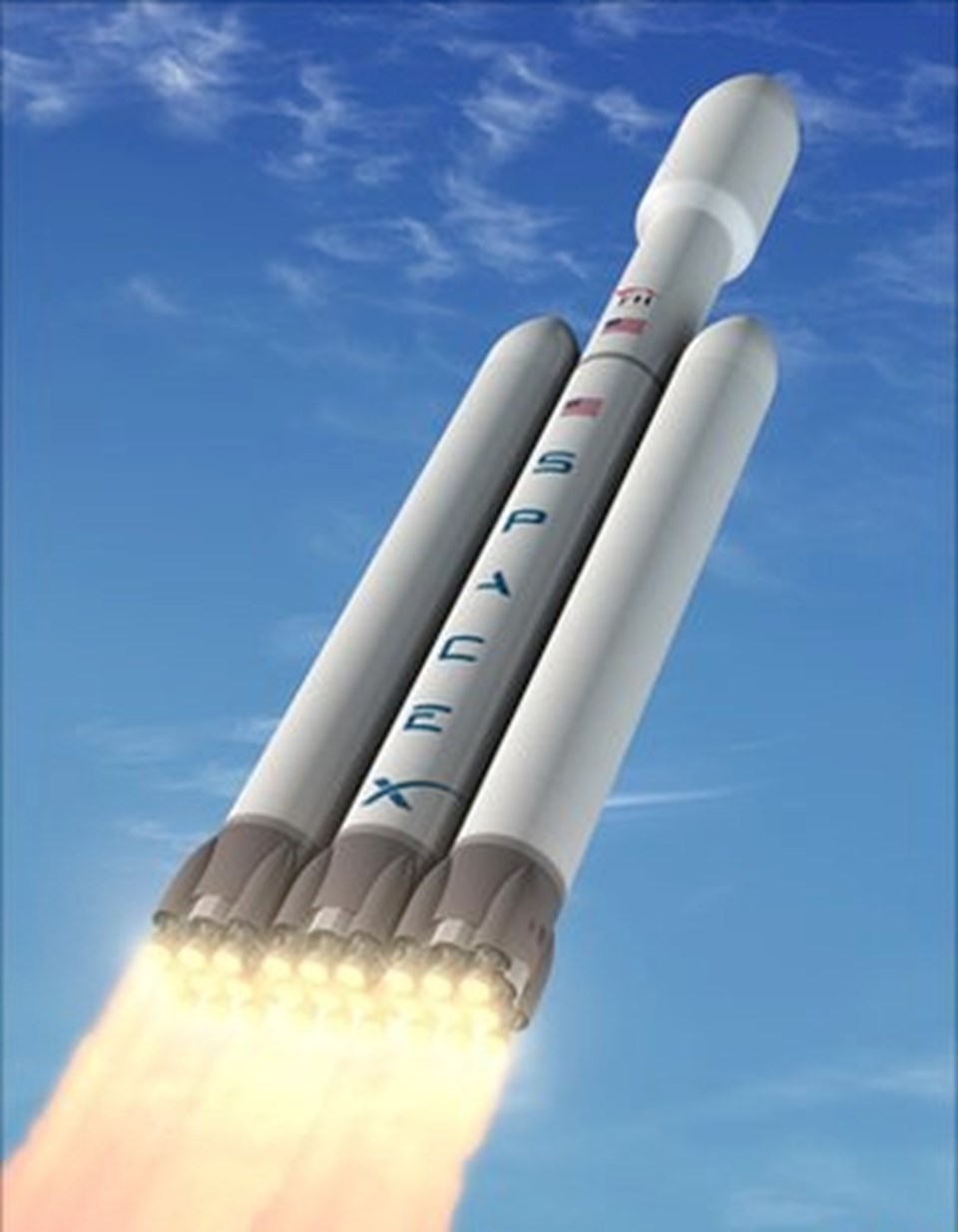 Falcon Heavy'e ait bir çizim.