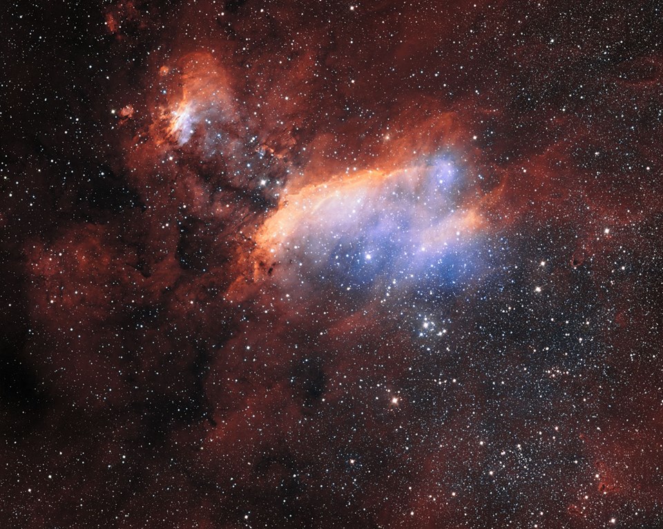 VST teleskobundan Karides Nebulası'nın detaylı görünümü (Büyütmek için tıklayın).