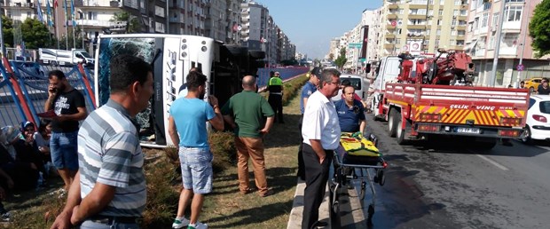 mersin midibüs devrildi