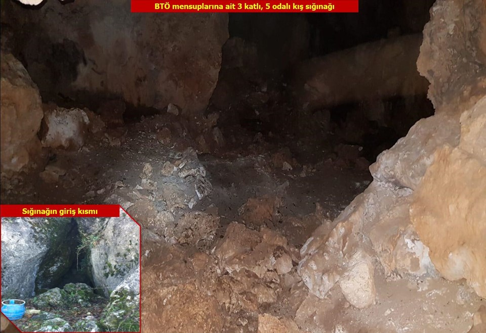 PKK'lı teröristlere ait 3 katlı 5 odalı sığınak bulundu