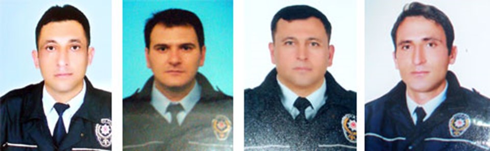 Şehit polisler soldan sağa: Hasan Aslan, Emre Yalçın, Hacı Ali Arap, Fatih Yıldız.