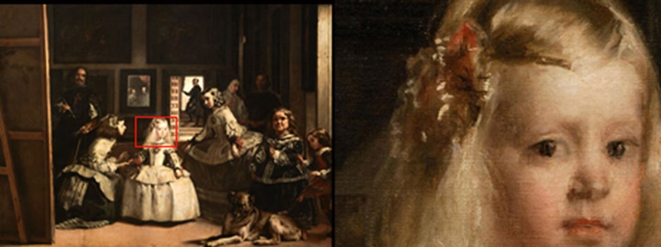 Velazquez'in Las Meninas adlı tablosu ve detayı.