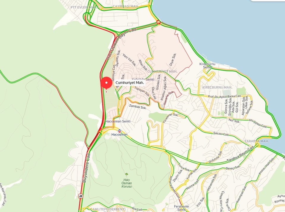 Saat 08.00 itibarıyla Büyükdere Caddesi'nde trafik yoÄunluÄu...