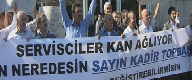 Servisçilerin plaka eylemi