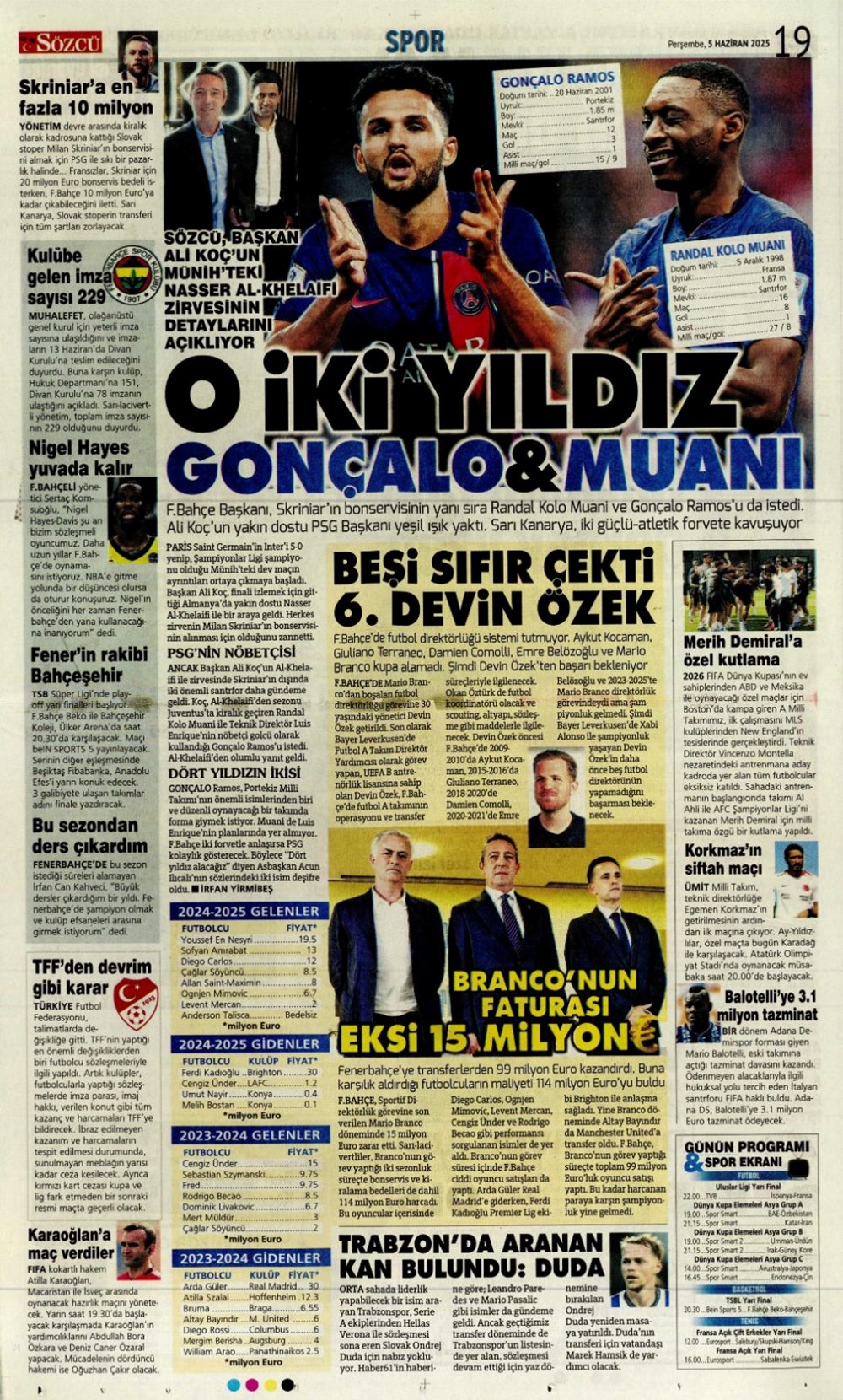 Transferin gündemi Sane (5 Haziran 2025 spor manşetleri) - 16