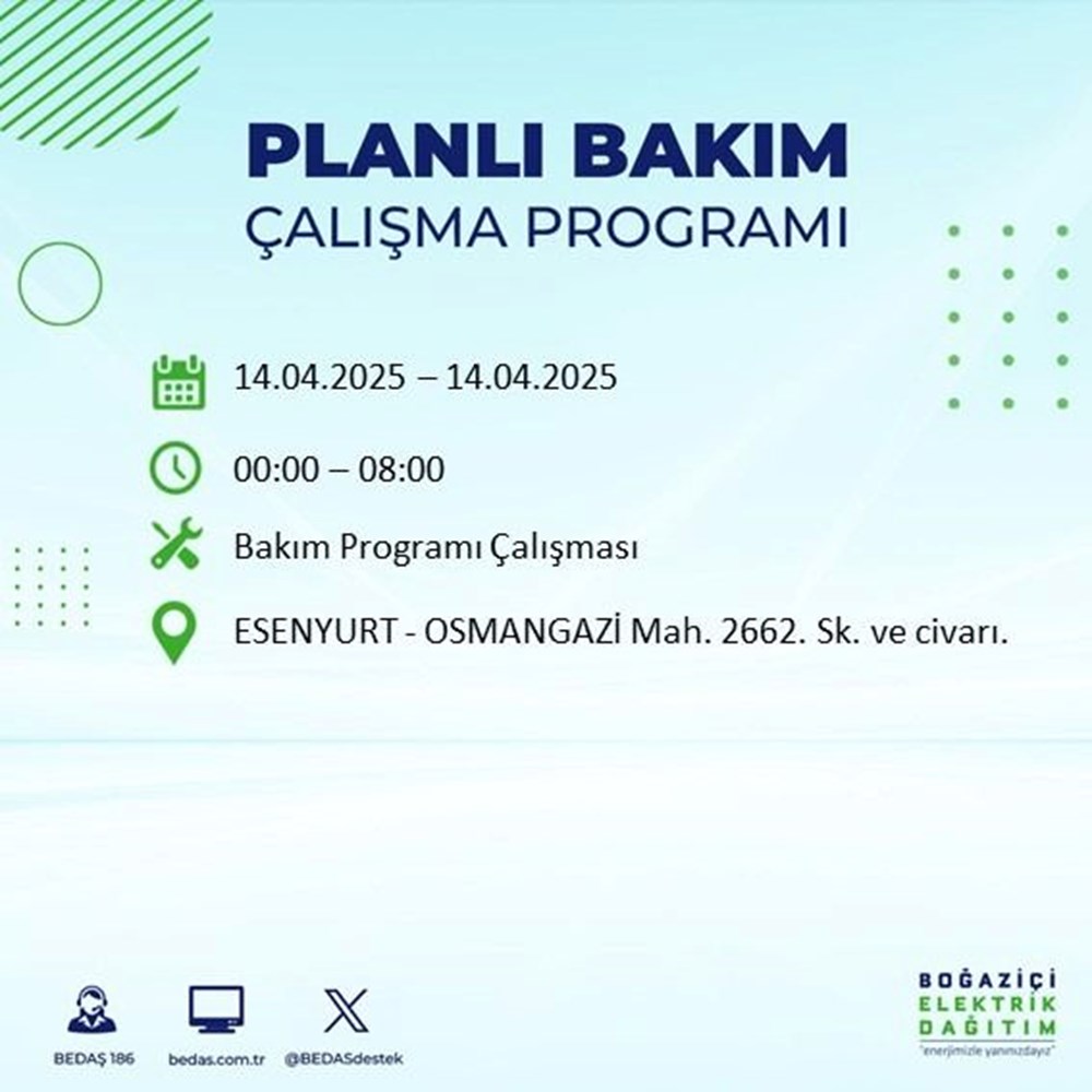 İstanbul'un 23 ilçesinde elektrik kesintisi: Elektrikler ne vakit gelecek? 9 saat sürecek (14 Nisan BEDAŞ kesinti programı) 128 tzqc v2sfkKfbT5pXDrMIQ