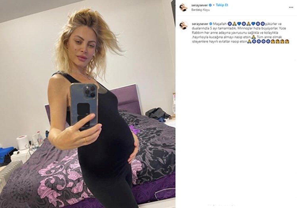 İkiz bebek bekleyen Seray Sever'den karnı burnunda yeni poz - 3