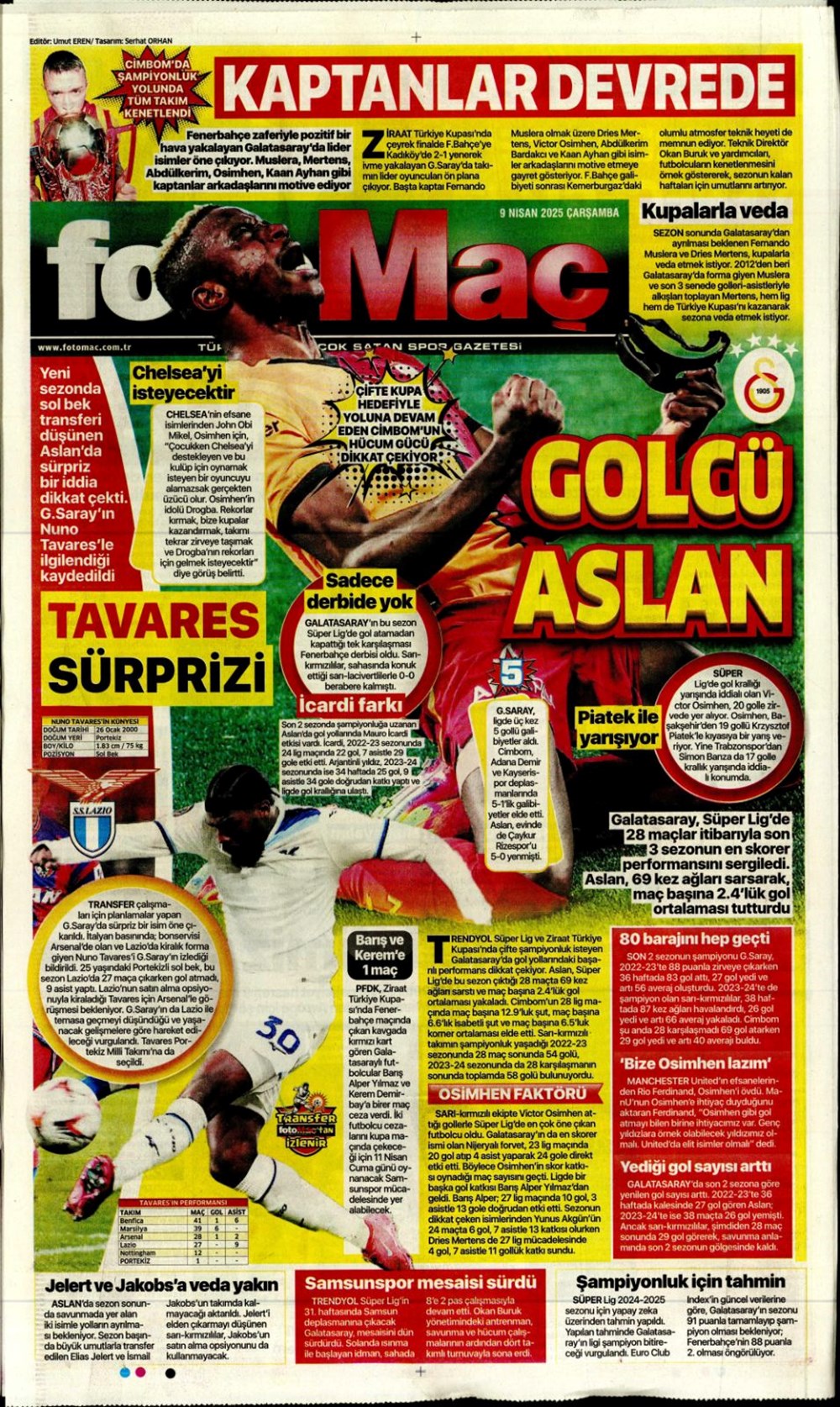 "Kevin De Bruyne derbisi" (9 Nisan 2025 spor manşetleri) - 16