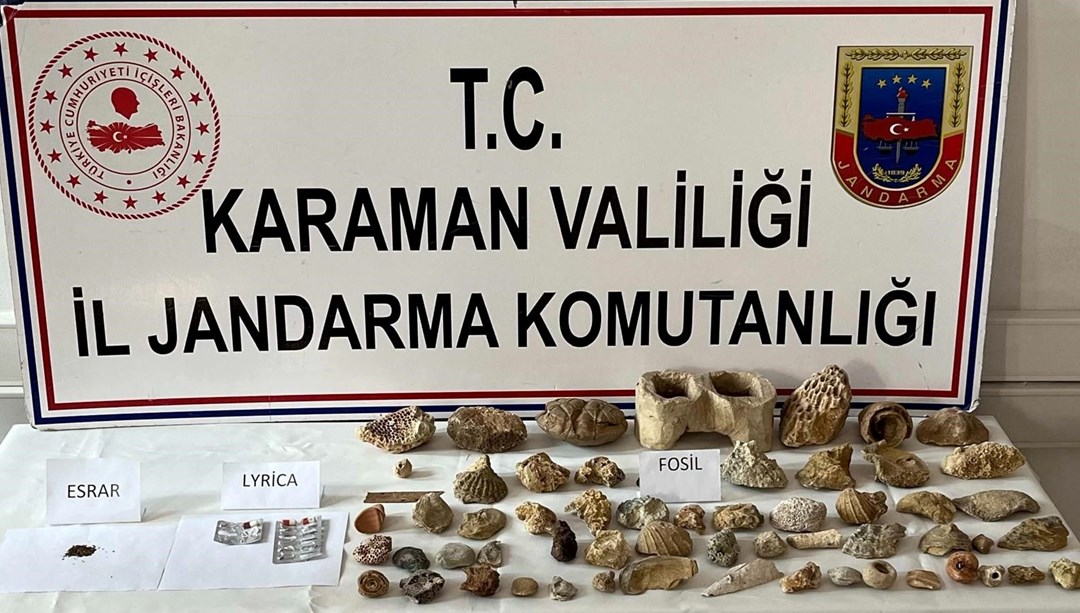 Karaman’da kenevir ve 63 adet fosil ele geçirildi