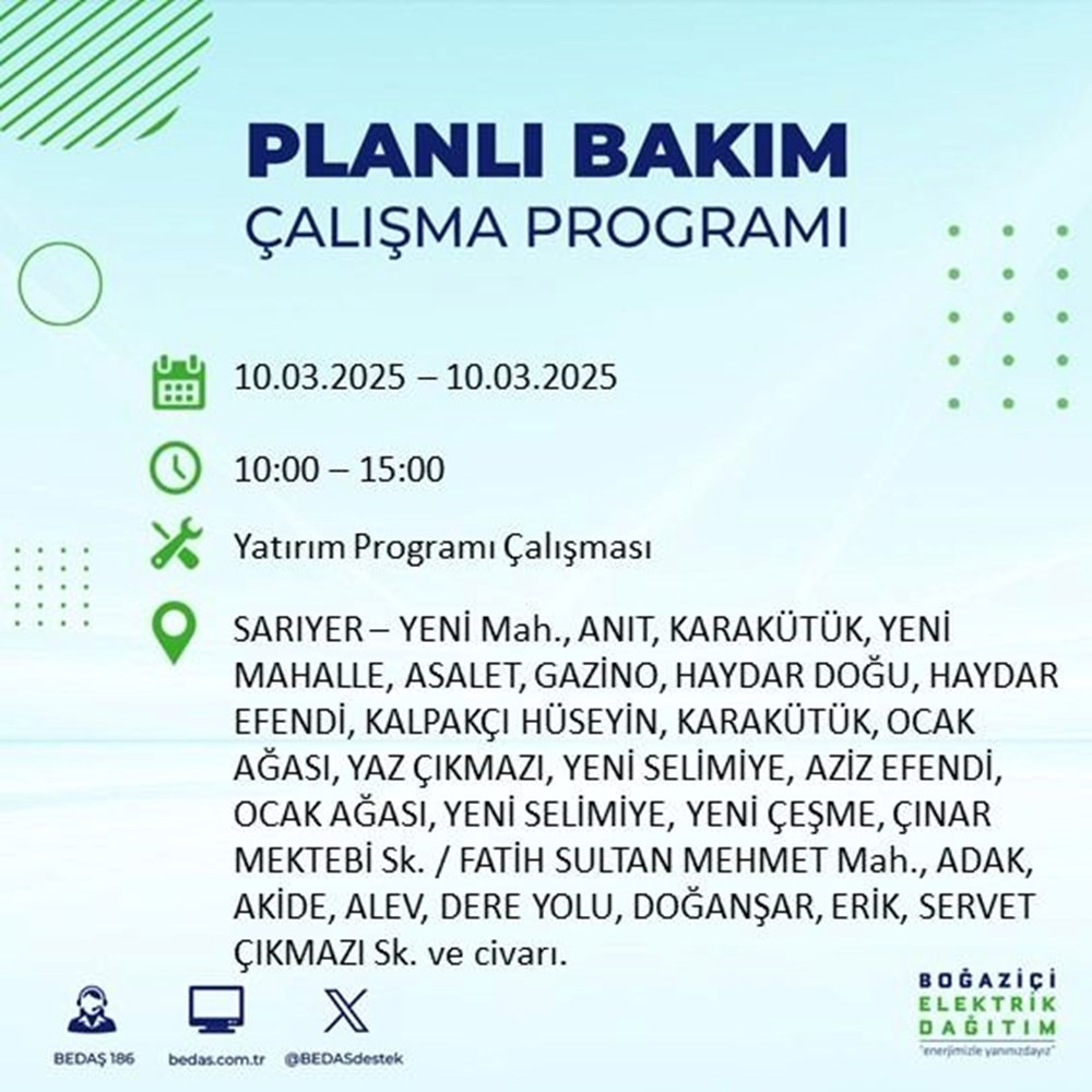 İstanbul'da Elektrikler Gidiyor: 22 İlçede Yarın Hayat Duracak mı? (10 Mart BEDAŞ Kesinti Alarmı) 128