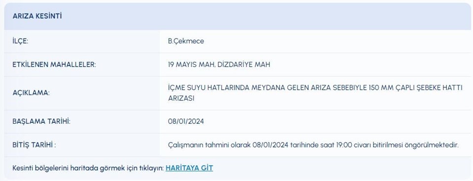 İSKİ 8 Ocak su kesintisi programını paylaştı: Büyükçekmece'de sular ne zaman gelecek? - 1