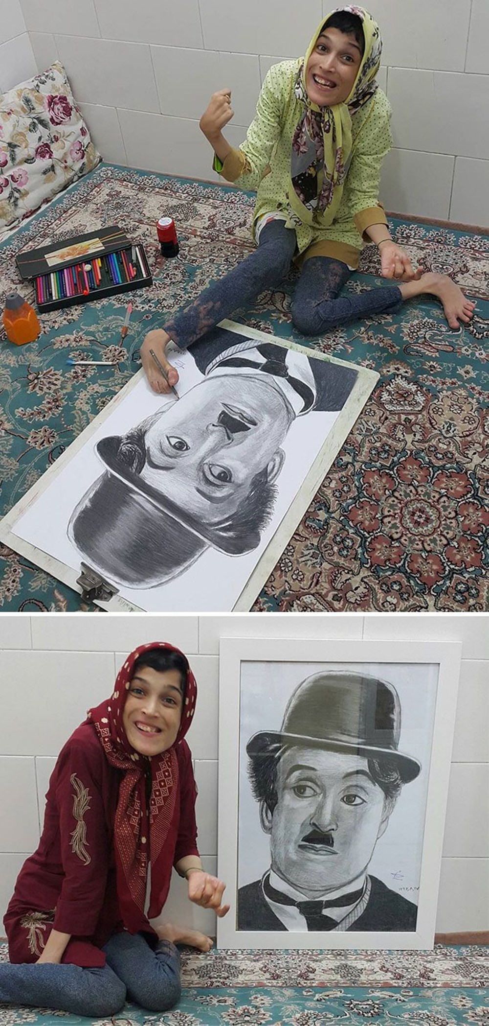 Iranian disabled painter draws pictures with his feet - 14