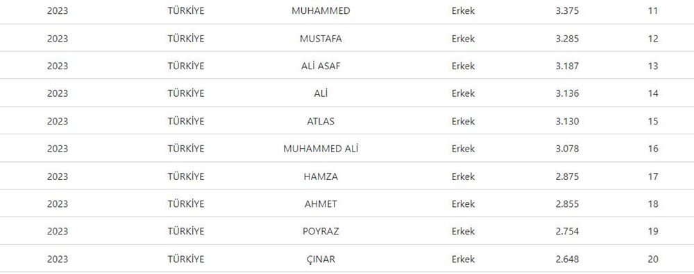 2023'ün en popüler bebek isimleri belli oldu: İşte en çok tercih edilen kız ve erkek bebek isimleri - 8