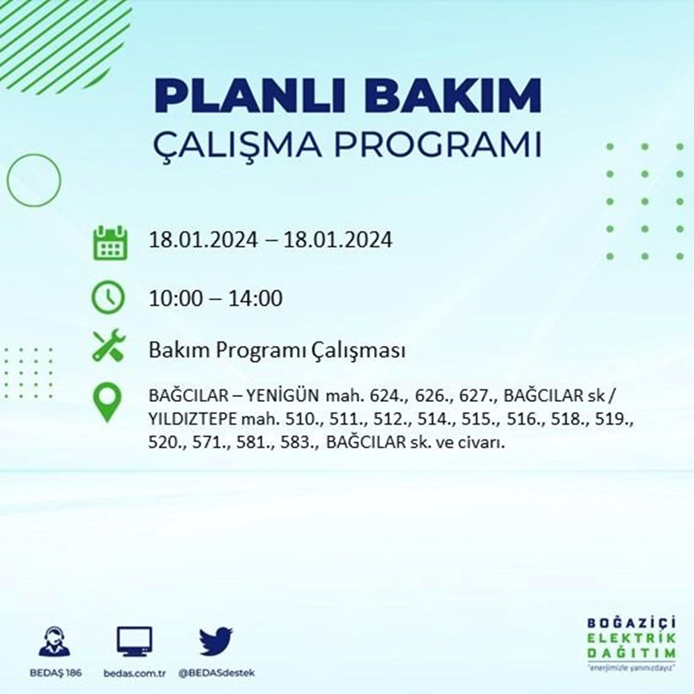 İstanbul'un 17 ilçesinde elektrik kesintisi: Elektrikler ne zaman gelecek? (18 Ocak BEDAŞ kesinti programı) - 8