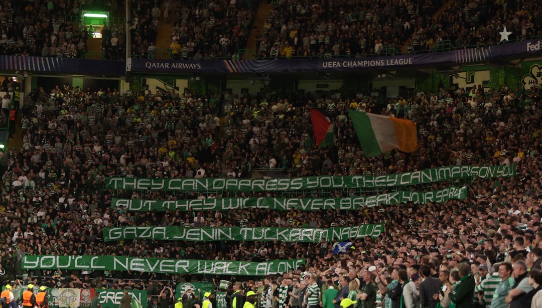 Celtic taraftarından Filistin'e destek pankartı