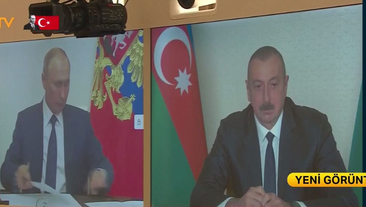 Putin'le Aliyev'in anlaşmayı imzalama anı