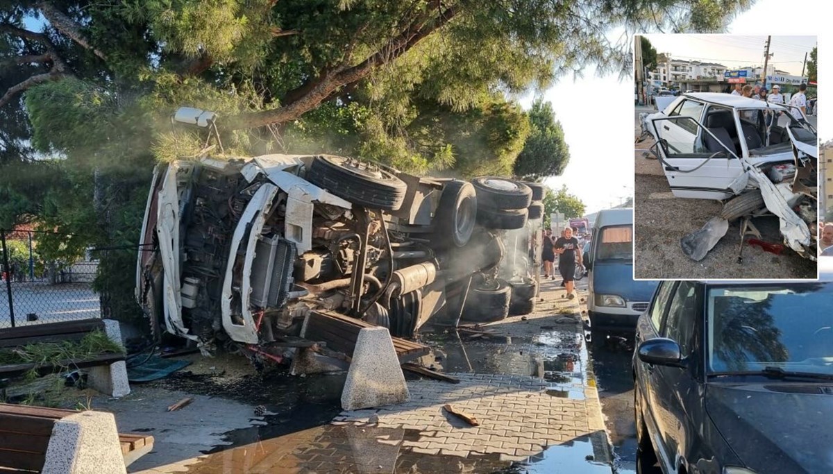 Freni patlayan kamyon çarptı
