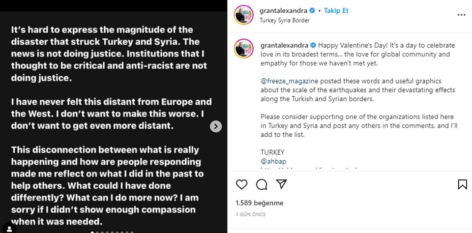 Keanu Reeves'in sevgilisi Alexandra Grant'ten depremzedelere yardım çağrısı - 1