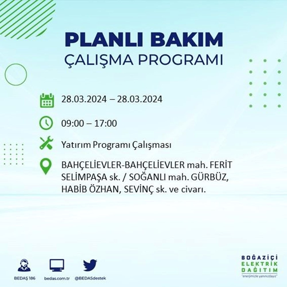 İstanbul'un 19 ilçesinde elektrik kesintisi: Elektrikler ne zaman gelecek? (28 Mart tarihli BEDAŞ kesinti programı) - 8